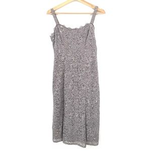 NEW R&M Richards Petite Sleeveless Cocktail Prom Dress Silver